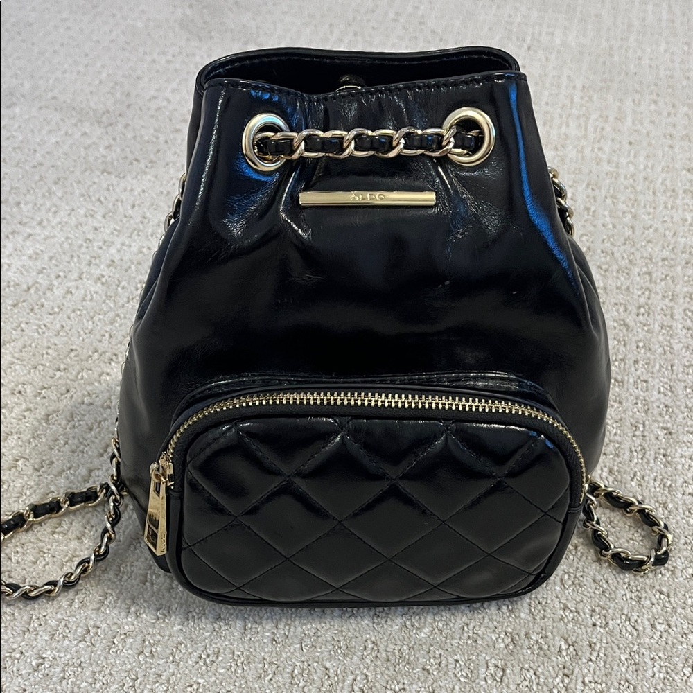 Aldo Black and Gold Chain Backpack